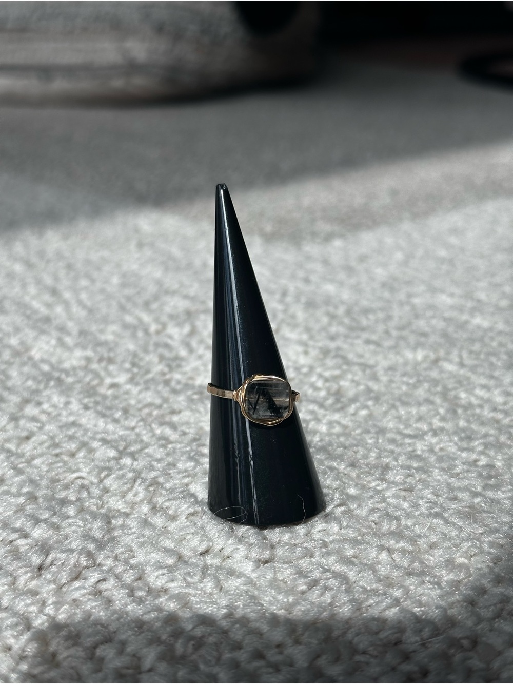 Judith Bright wrapped ring with tourmalinated quartz